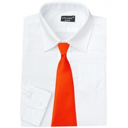 Boys White Formal Shirt & Orange Tie